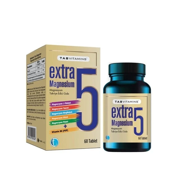 Tab Vitamins Extra 5 Magnezyum 60 Tablet ürün görseli 1