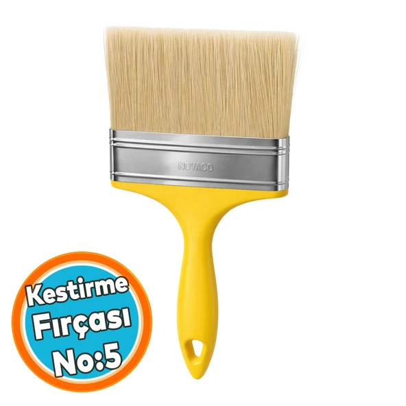 Sarı Saplı Kestirme Boya Fırçası Boya Badana Kestirme Fırçası 100 mm 4 inc Fırça (1 Adet) No:5 ürün görseli 1