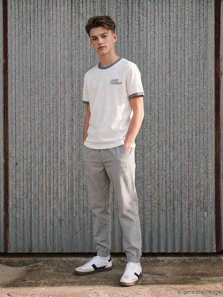 LCW Kids Gri Loose Fit Erkek Çocuk Jogger Pantolon ürün görseli 1