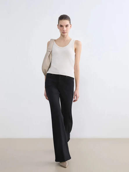 LCW Jeans Siyah Flare Kadın Jean Pantolon ürün görseli 1