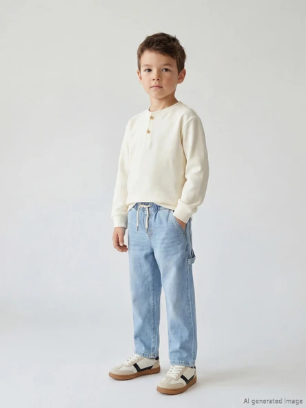 LCW Kids İndigo Beli Lastikli Erkek Çocuk Jean Pantolon ürün görseli 1