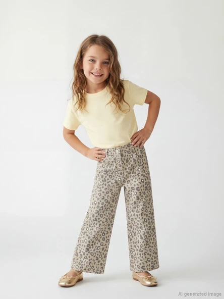 LCW Kids Yeşil Standart Kalıp Kız Çocuk Gabardin Pantolon ürün görseli 1