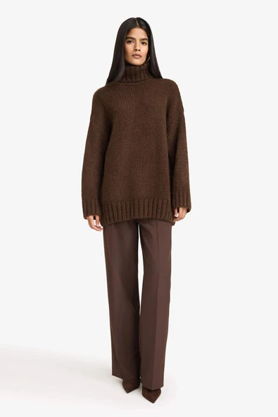 Defacto F6214AXBN207 Kahve Straight Fit Pantolon ürün görseli 1