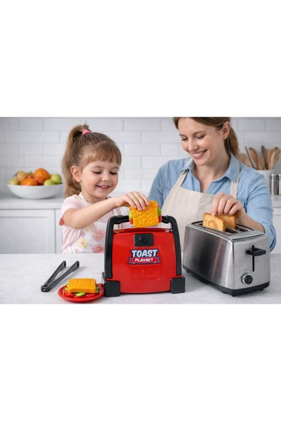 Oyuncak Tost Makinesi Seti Kırmızı ürün görseli 1
