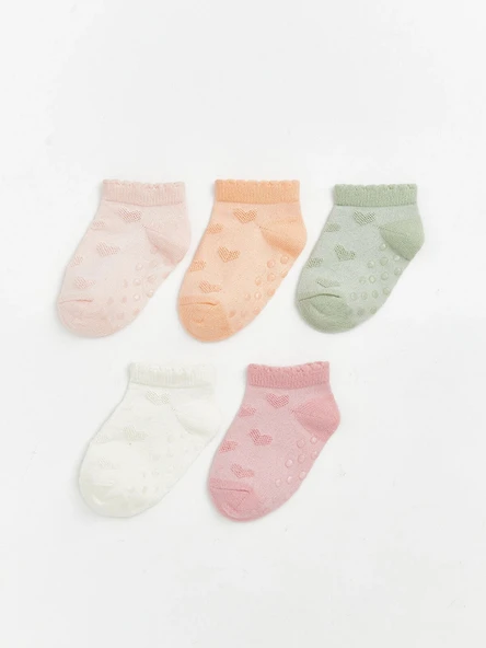 LCW baby Pembe Kız Bebek Patik Çorap 5'li ürün görseli 1