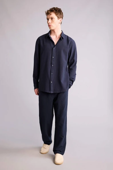 Defacto G2592AXNV175 Lacivert %100 Pamuk Baggy Fit Pantolon ürün görseli 1