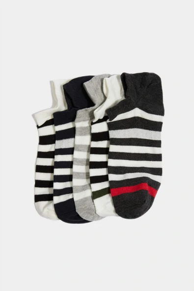 Defacto F5327AXKR1 Çok Renkli Erkek 5'li Pamuklu Sneaker Çorap ürün görseli 1