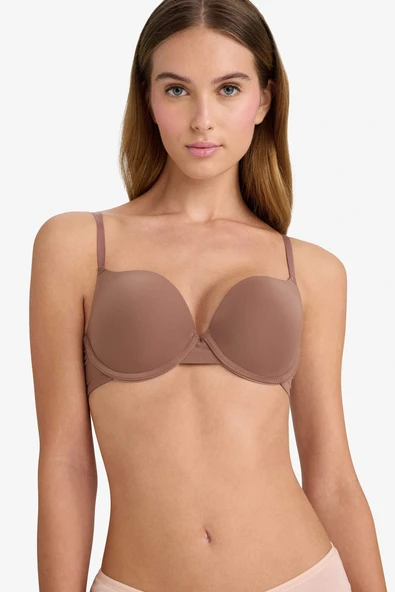 Defacto Z3350AZBN307 Kahve Push Up Micro Kaplı Yarım Dolgulu Balenli Tişört Bra ürün görseli 1