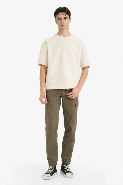 Defacto C9163AXKH361 Haki Regular Jogger Kargo Cepli Gabardin Pantolon ürün görseli 1