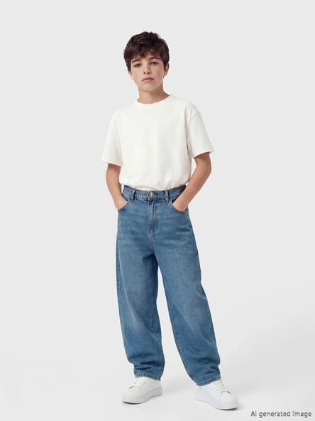 LCW Kids İndigo Baggy Fit Erkek Çocuk Jean Pantolon ürün görseli 1