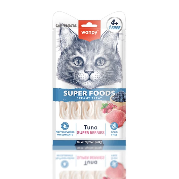 Wanpy Süper Meyveli Ton Balıklı Krema Kedi Ödülü 5x14 Gr ürün görseli 1