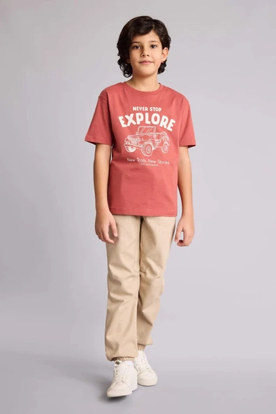 Defacto B6713A8BG732 Bej Jogger Fıt Gabardin Pantolon Erkek Çocuk ürün görseli 1