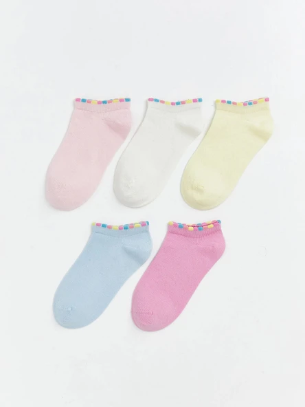 LCW Kids Pembe Kız Çocuk Patik Çorap 5'li ürün görseli 1