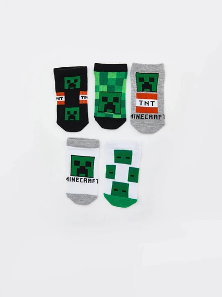 LCW Kids Karışık Minecraft Desenli Erkek Çocuk Patik Çorap 5'li ürün görseli 1