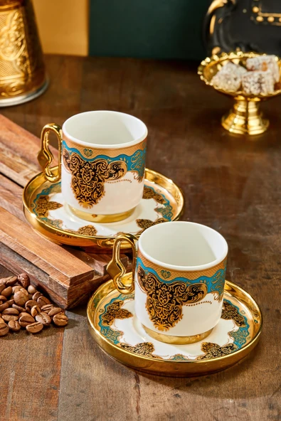 Cooker  Royal Crest 90 ml 2 Kişilik Porselen Kahve Fincan Takımı CKR3870 ürün görseli 1