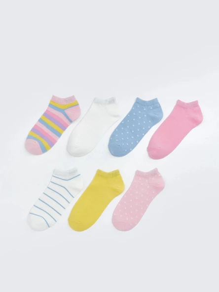 LCW Kids Karışık Kız Çocuk Patik Çorap 7'li ürün görseli 1
