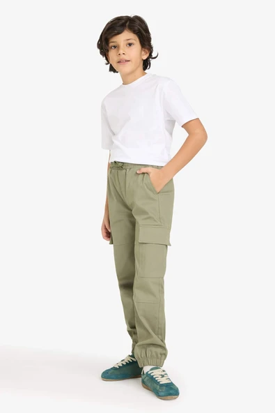 Defacto G6424A8KH202 Haki Kargo Jogger Gabardin Pantolon Erkek Çocuk ürün görseli 1