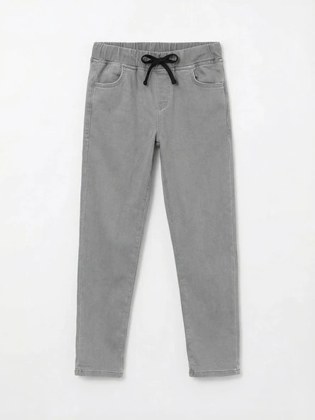 LCW Kids Gri Beli Lastikli Slim Fit Erkek Çocuk Jean Pantolon ürün görseli 1