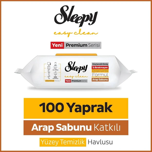 ŞeyliŞeyler - Sleepy Arap Sabunu Yüzey Temizlik Havlusu 100 Yaprak 5 Paket ürün görseli 1
