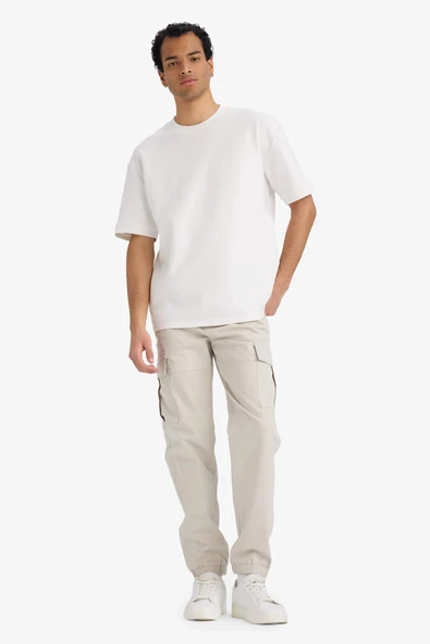 Defacto C9163AXBG766 Bej Regular Jogger Kargo Cepli Gabardin Pantolon ürün görseli 1