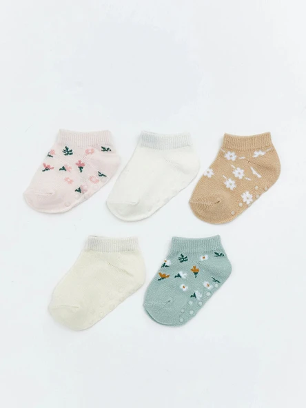 LCW baby Yeşil Kız Bebek Patik Çorap 5'li Paket ürün görseli 1