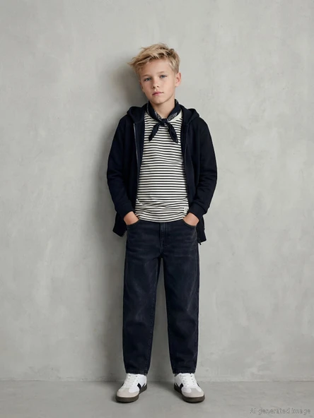 LCW Kids Siyah Baggy Fit Erkek Çocuk Jean Pantolon ürün görseli 1