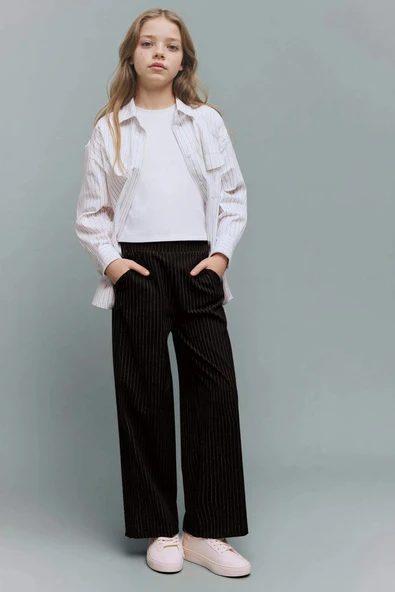 Defacto G6350A8BK34 Siyah Wide Leg Pantolon Kız Çocuk ürün görseli 1