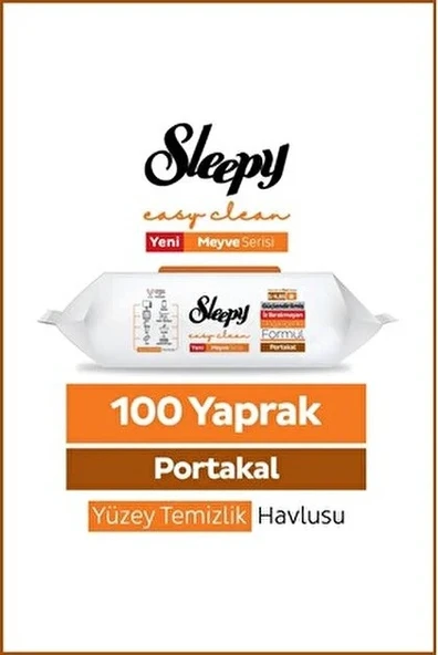 ŞeyliŞeyler - Sleepy Portakal Yüzey Temizlik Havlusu 100 Yaprak 1 Paket ürün görseli 1