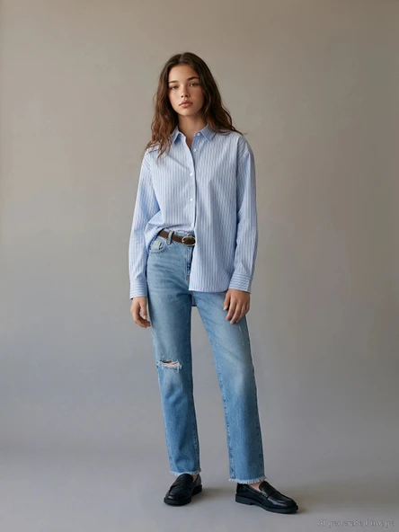 LCW Kids İndigo Slim Fit Kız Çocuk Jean Pantolon ürün görseli 1