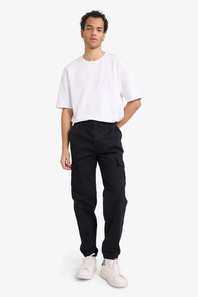 Defacto C9163AXBK81 Siyah Regular Jogger Kargo Cepli Gabardin Pantolon ürün görseli 1