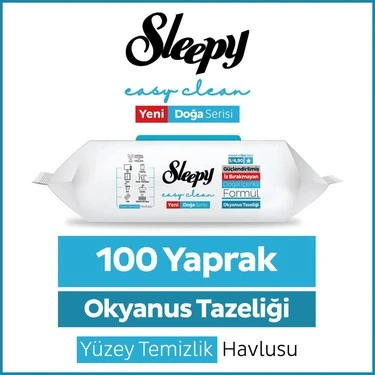 ŞeyliŞeyler - Sleepy Okyanus Yüzey Temizlik Havlusu 100 Yaprak 1 Paket ürün görseli 1