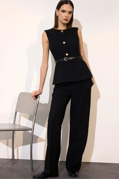 Defacto E7238AXBK81 Siyah Straight Fit Palazzo Pantolon ürün görseli 1