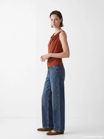 LCW Jeans İndigo Baggy Fit Kadın Jean Pantolon ürün görseli 1