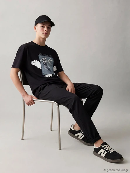 LCW Kids Siyah Beli Lastikli Erkek Çocuk Jogger Pantolon ürün görseli 1