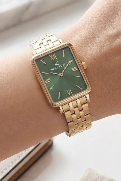 Daniel Klein Kadın Gold Metal Kordon Beyaz Kadran Kol Saati 2 Yıl Garantili  Altın Yeşil ürün görseli 1
