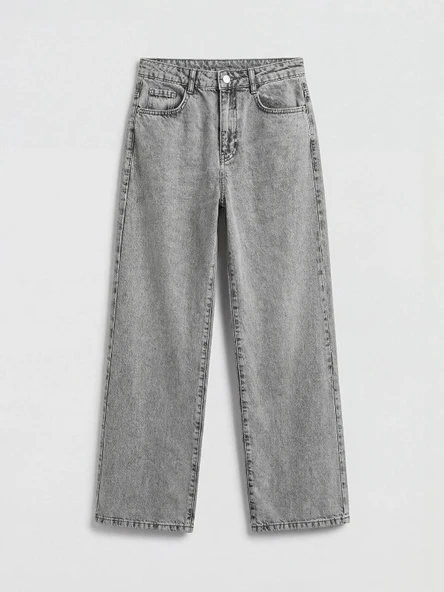 LCW Kids Karışık Wideleg Fiyonk Nakışlı Kız Çocuk Jean Pantolon ürün görseli 1