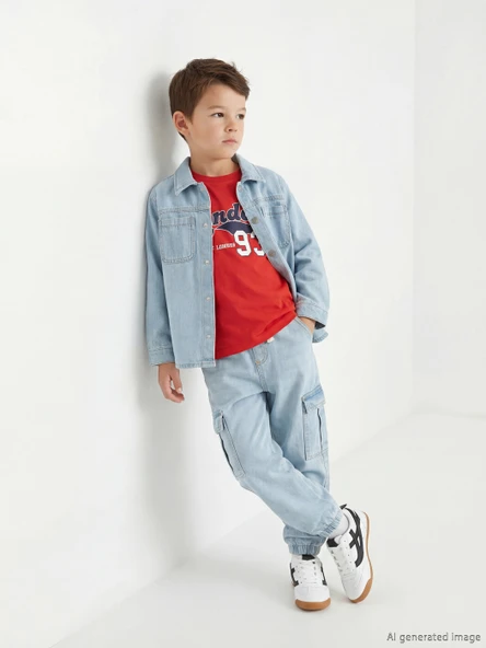 LCW Kids İndigo Beli Lastikli Erkek Çocuk Jogger Jean Pantolon ürün görseli 1