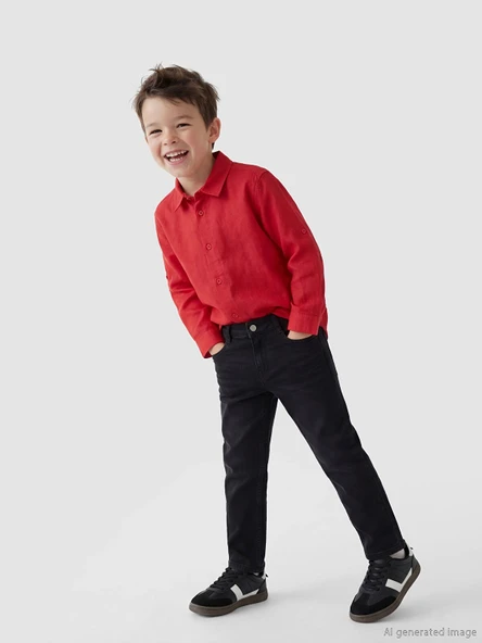 LCW Kids Siyah Slim Fit Erkek Çocuk Gabardin Pantolon ürün görseli 1