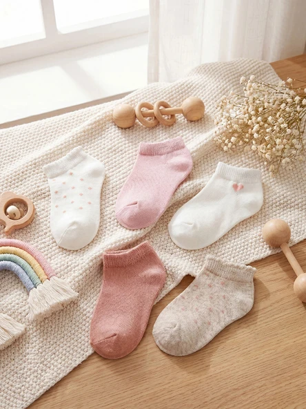 LCW baby Ekru Kız Bebek Patik Çorap 5'li ürün görseli 1