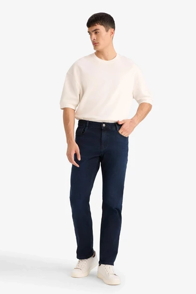 Defacto W7086AZNM83 İndigo Sergio Regular Fıt Jean Pantolon ürün görseli 1