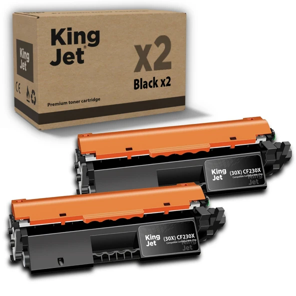 KingJET HP Uyumlu (30X) CF230X Yüksek Kapasiteli (2'li Paket) Çipli Muadil Toneri | M203 ürün görseli 1