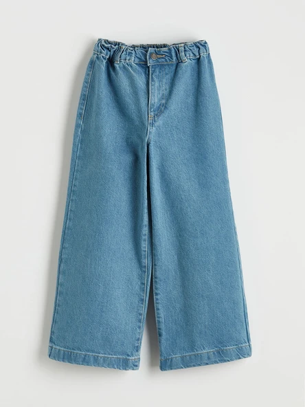 LC WAIKIKI İndigo Beli Lastikli Wideleg Kız Çocuk Jean Pantolon ürün görseli 1