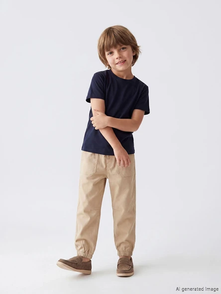 LCW Kids Bej Beli Lastikli Erkek Çocuk Jogger Pantolon ürün görseli 1