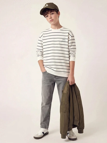 LCW Kids Gri Loose Fit Erkek Çocuk Jean Pantolon ürün görseli 1