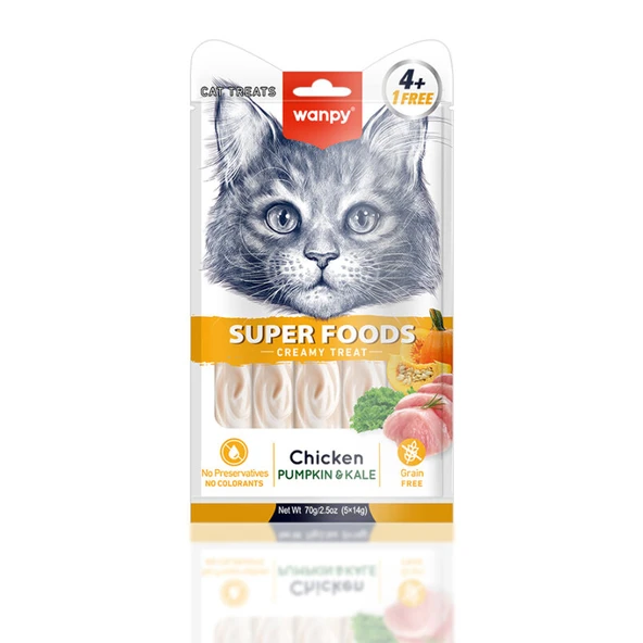 Wanpy Tavuklu Balkabaklı Krema Kedi Ödülü 5x14 Gr ürün görseli 1