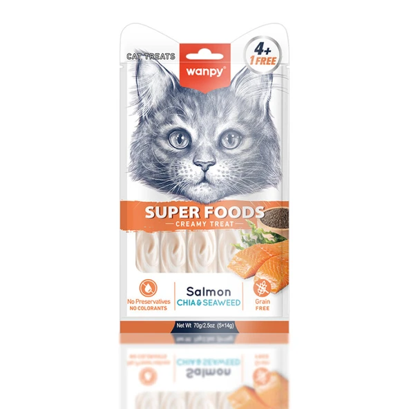 Wanpy Somonlu Chia Tohumlu Krema Kedi Ödülü 5x14 Gr ürün görseli 1