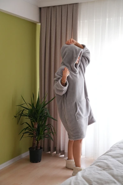 H&İ HOME TEXTILE Wellsoft Giyilebilir Tv Battaniyesi-Kapşonlu-Panço - Unisex Beden Oversize ürün görseli 1