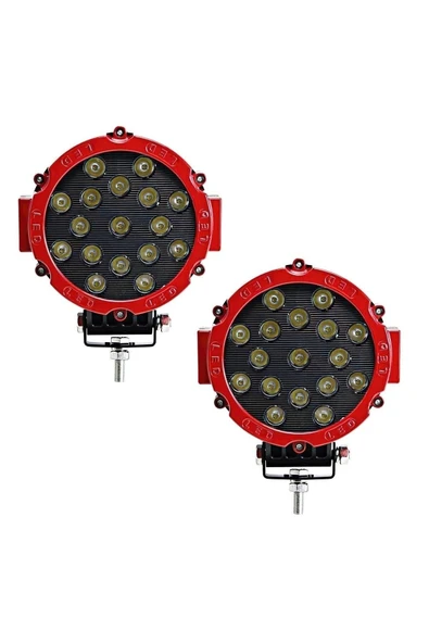 Off Road Sis Lambası Kırmızı 16 Cm Yuvarlak 17 Led 2 Adet ürün görseli 1