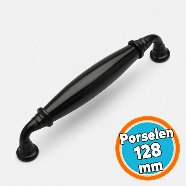 Mobilya Kulpları Çekmece Mutfak Dolap Kulplar Kapak Kulpu Kulbu Dolabı Gerçek Porselen Siyah 128 Mm ürün görseli 1