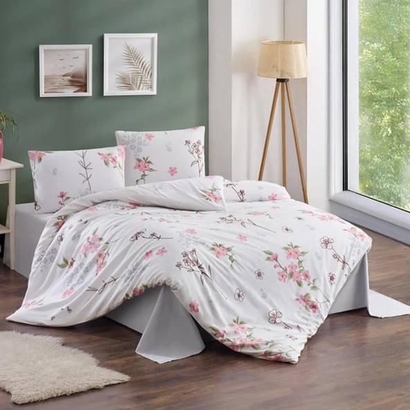 Kristal Çift Kişilik Ranforce Nevresim Takımı Açelya Pembe ürün görseli 1